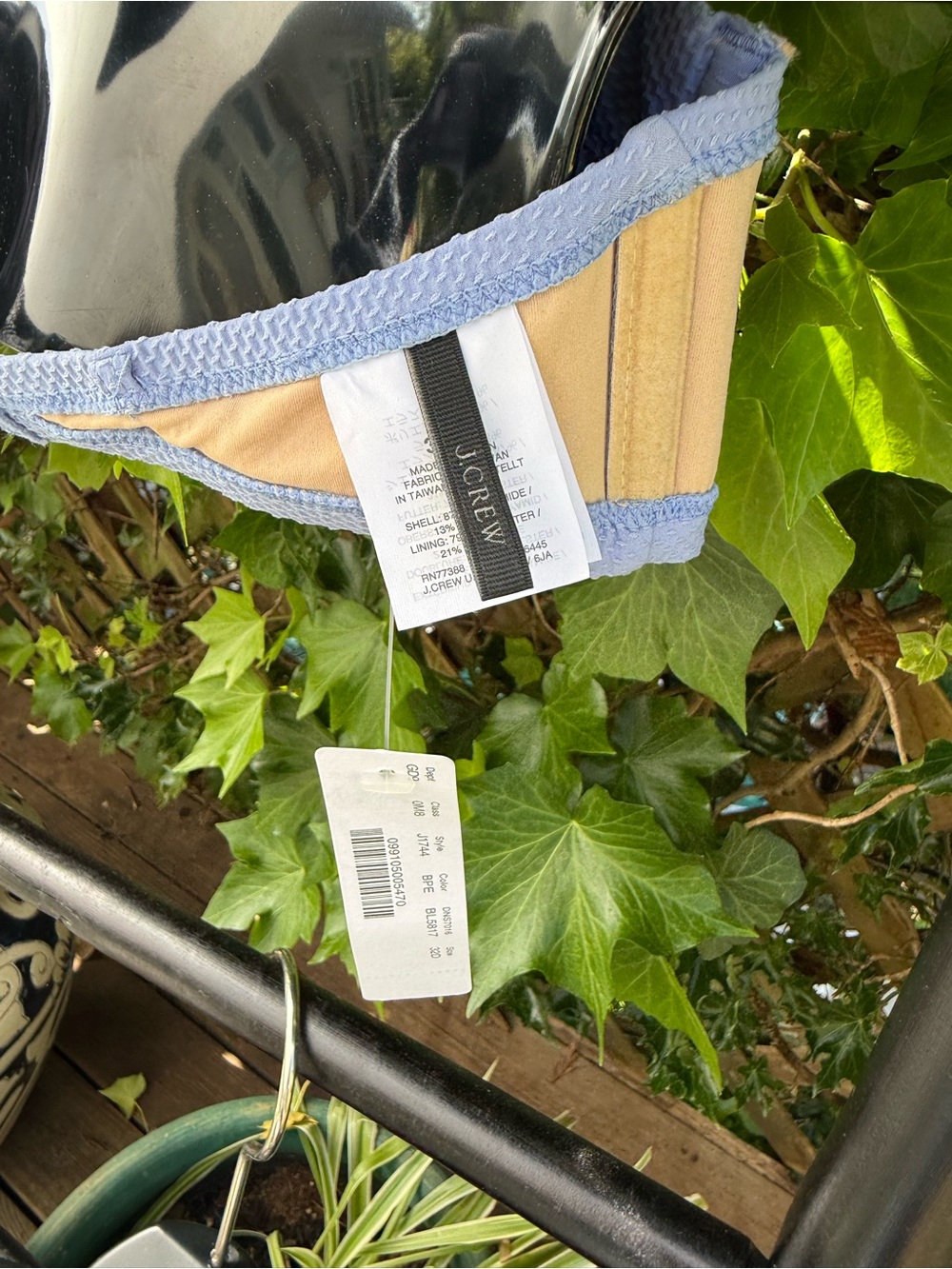 NWT 👙 set JCrew Powder Blue Textured Bandeau underwire 32D top medium bottom - Picture 6 of 16